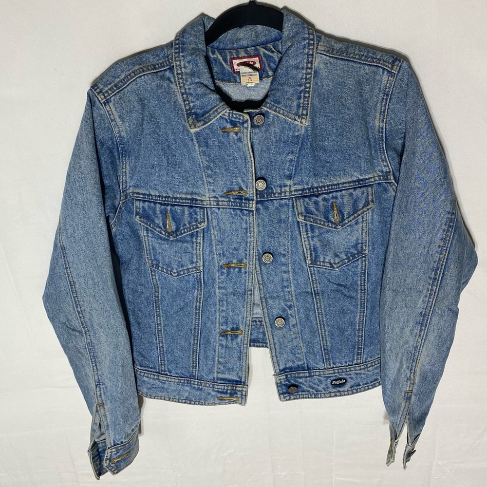 Vintage 90s Y2K Buffalo David Bitton Light Blue Denim Jean Jacket S Streetwear